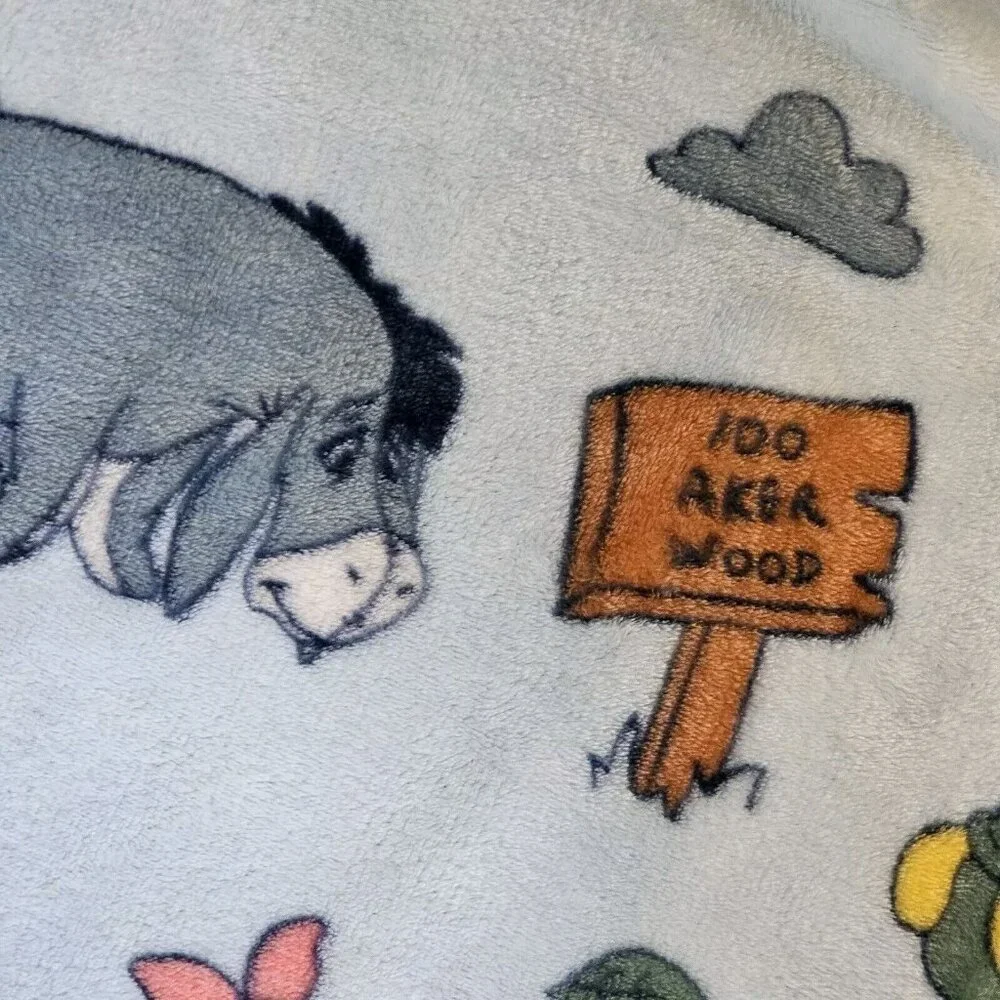Winnie The Pooh Light Blue Plush Throw Blanket Tiktok Viral 50 X‎ 70 NWOT